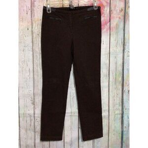 NEW 89th & Madison Brown Faux Leather Trim Pants Zipper Accents Size 12 🍒❤️
